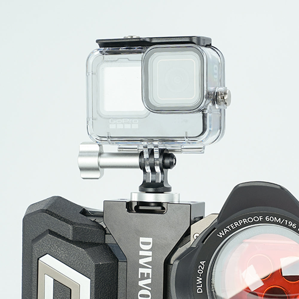DiveVolk housing with GoPro and action camera adapter.