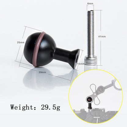 DiveVolk M6 Ball Head Mount Dimensions for underwater photography M6 Tread Ball Head.