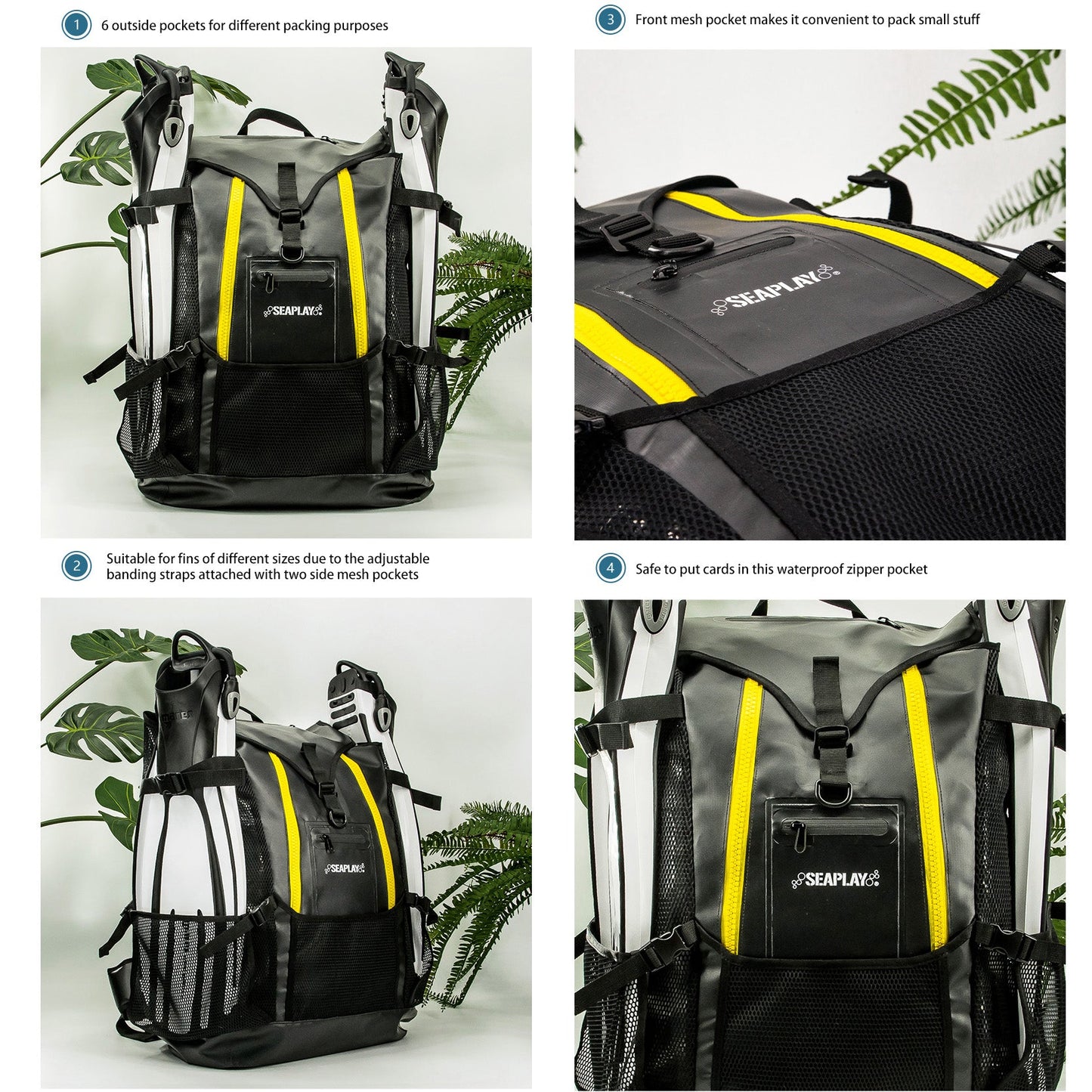SEAPLAY Mesh Backpack, 70L Diving Bag