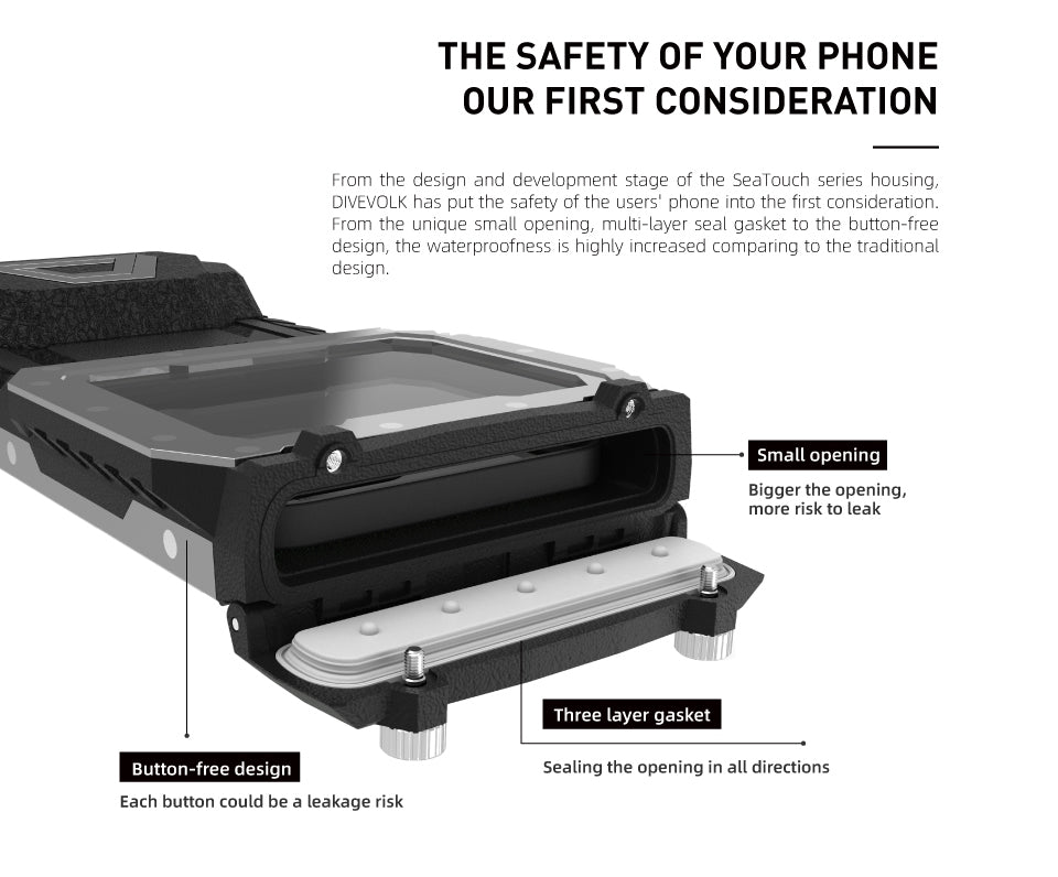 DiveVolk SeaTouch 4 Max waterproof seal design