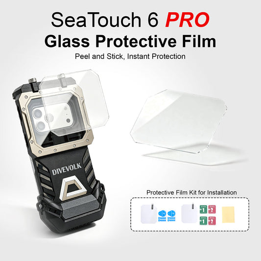 SeaTouch 6 PRO Glass Protective Film ¡ª peel-and-stick tempered glass film over housing glass, with full installation kit including wipes, dust absorbers, guide stickers and cleaning cloth.