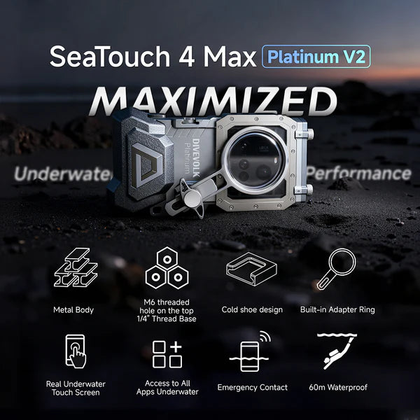 DADDP-DIVEVOLK SeaTouch 4 Max Platinum Underwater Touchscreen Housing for Smartphone