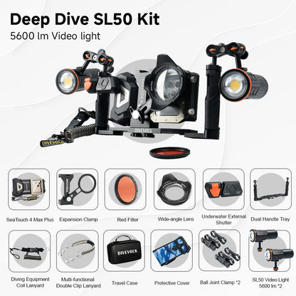 SeaTouch 4 Max Plus Deep Dive SL50 Kit with dual dive light and underwater wide angle wet lens
