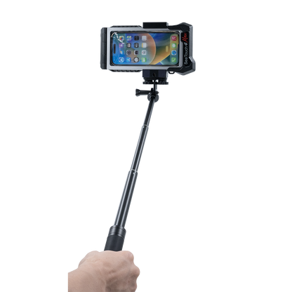 SeaTouch 4 Max housing on dual lock selfie stick