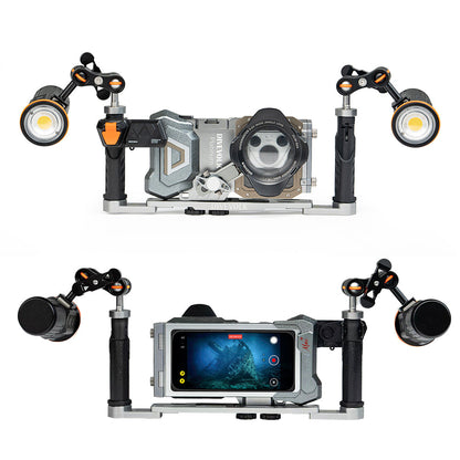 DIVEVOLK SeaTouch 4 Max Platinum Deep Dive Kit with dual light for iPhone and most Android smartphone, dive housing, waterproof phone case