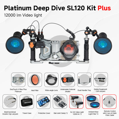DIVEVOLK SeaTouch 4 Max Platinum Deep Dive Kit with dual light for iPhone and most Android smartphone, dive housing, waterproof phone case
