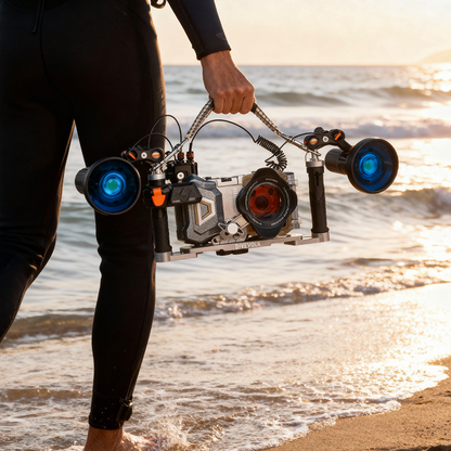 DIVEVOLK SeaTouch 4 Max Platinum Deep Dive Kit with dual light for iPhone and most Android smartphone, dive housing, waterproof phone case