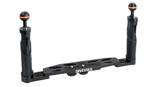 DADDHT-DIVEVOLK Dual Handle Tray for smartphone underwater housing, compact camera housing, action camera, Gopro, DJI Action, Insta360