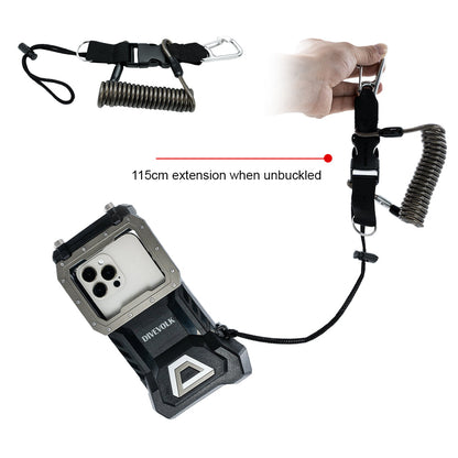 DiveVolk SeaTouch 4 Max housing with coil lanyard, 115cm extension.