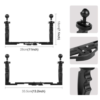 DiveVolk dual handle tray dimensions
