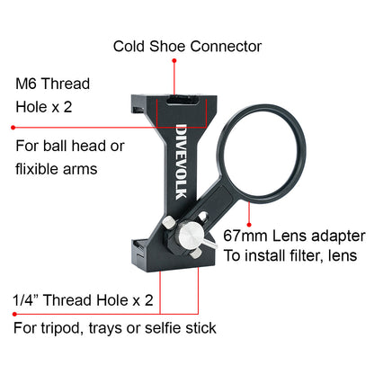 Divevolk Seatouch 4 Max Plus Expansion Clamp with 67mm lens adapter