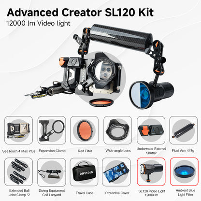 SeaTouch 4 Max Plus Advanced Creator SL120 Kit with underwater photography dive light and wet lens