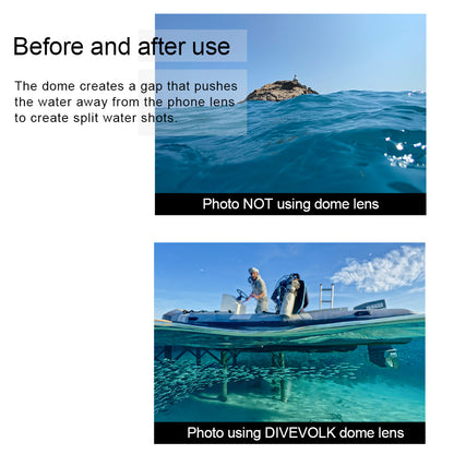 DiveVolk dome lens: Before and after underwater shots.
