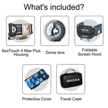 DiveVolk SeaTouch 4 Max Kit: Housing, Lens, Hood, Cover, Case