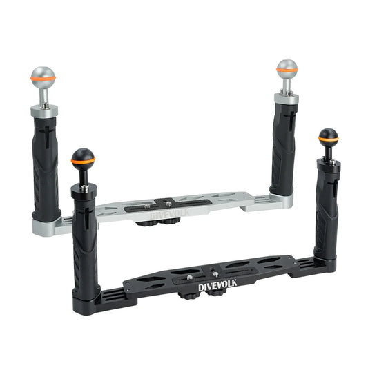 DADDHT-DIVEVOLK Dual Handle Tray for smartphone underwater housing, compact camera housing, action camera, Gopro, DJI Action, Insta360