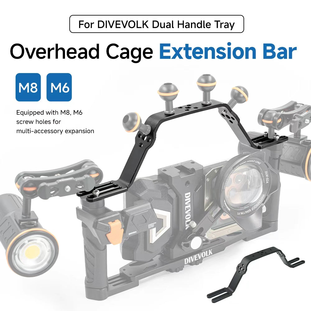 DHOCEB-DIVEVOLK Overhead Cage Extension Bar | Aluminum Dual Handle Tray Top Expansion Crossbar for DIVEVOLK Underwater Housing