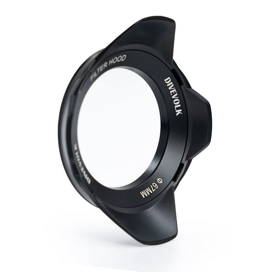 Black DIVEVOLK 67mm underwater filter hood, anti-reflection shade for underwater photo color correction shooting