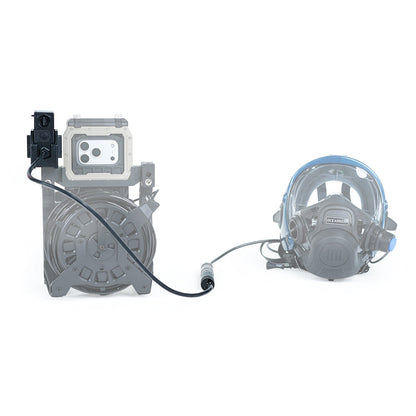 DIVEVOLK smartphone underwater housing wired audio mic system connected with OCEANREE full face diving mask, underwater vlog voice recording setup