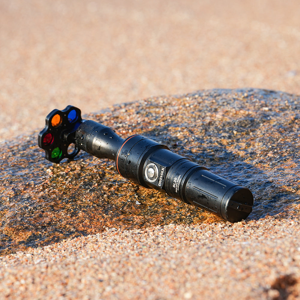 DiveVolk SL20 snoot for underwater light beam control.
