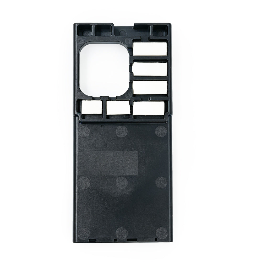 DIVEVOLK SeaTouch 6 PRO phone adapter insert ¡ª black plastic insert with camera cutout and multiple slots for desiccant pad placement, white background.