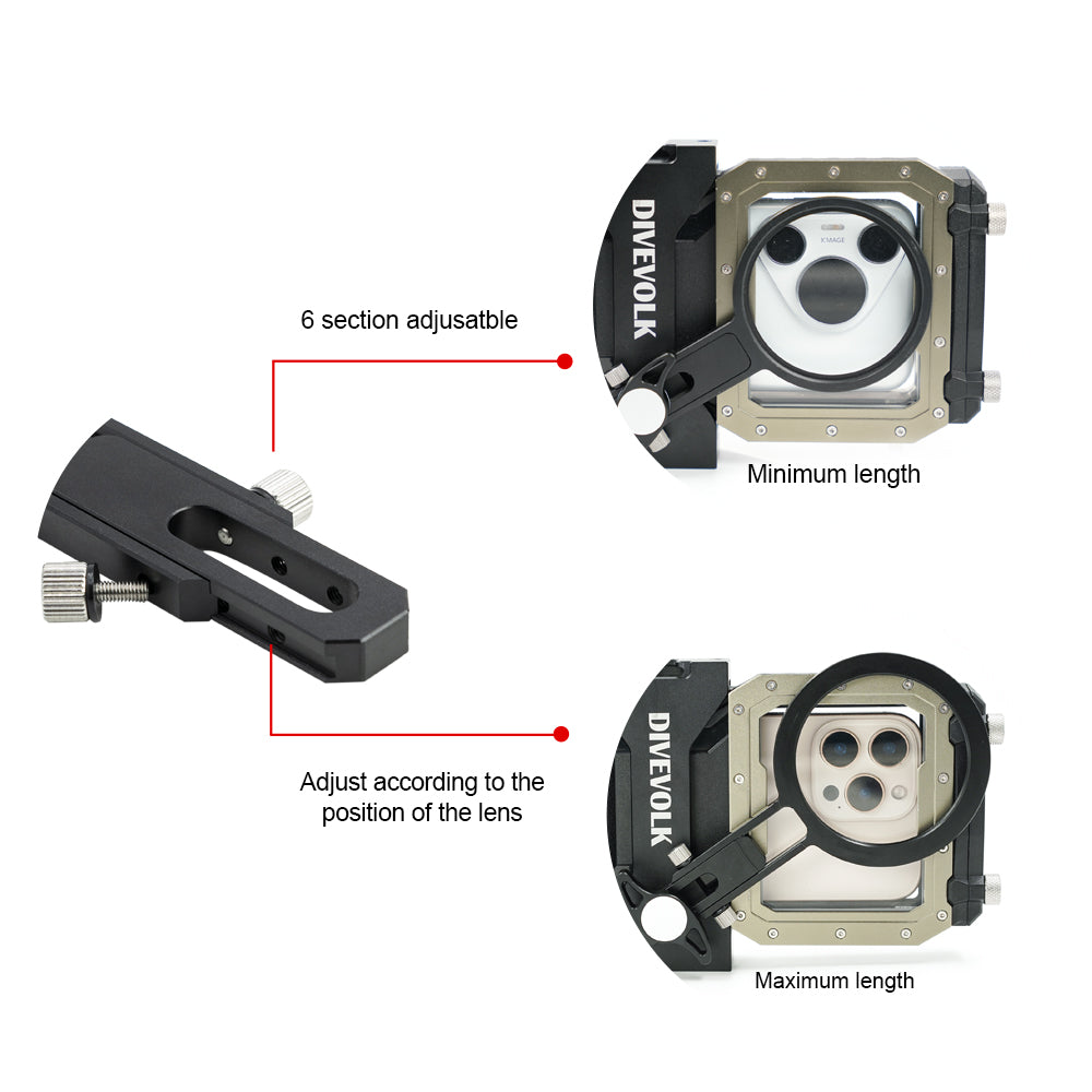 Divevolk SeaTouch 4 Max Plus Clamp with 67mm Adapter，adjustable.
