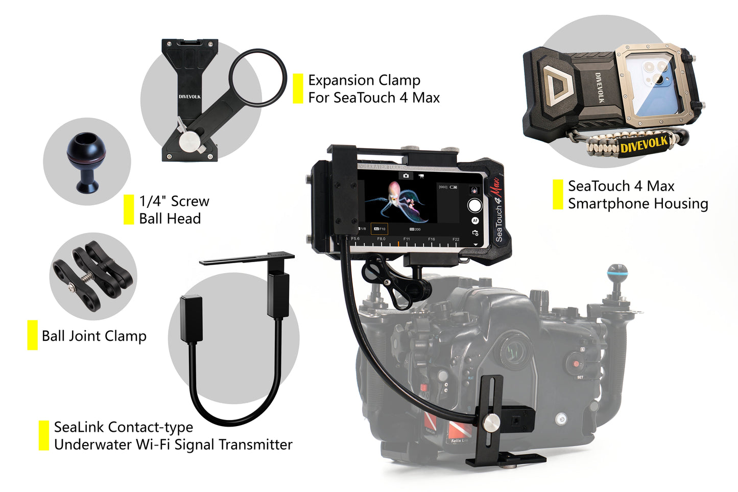 DiveVolk SeaLink WiFi transmitter connects underwater housing
