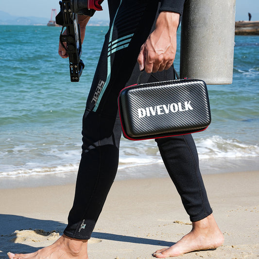 DiveVolk Seatouch 4 travel case on beach