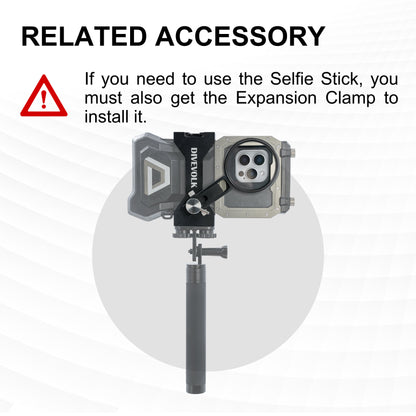 DiveVolk SeaTouch 4 Max selfie stick with clamp.
